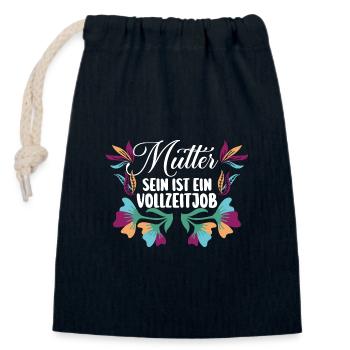 Maman Fête des mères Maman - Sac cadeau en coton avec cordon (14 x 20 cm) - bleu marine - Devant