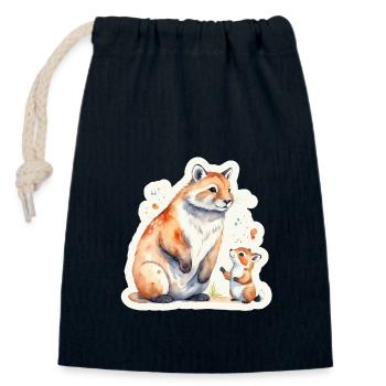 Tierfamilie Mutter Sohn - Verschließbarer Geschenkbeutel aus Baumwolle (14x20cm) - Navy - Vorne