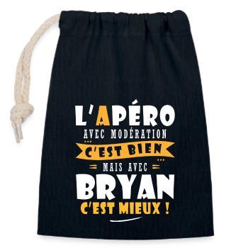 Bryan Apero T shirt Humour personnalisé bryan - Sac cadeau en coton avec cordon (14 x 20 cm) - bleu marine - Devant
