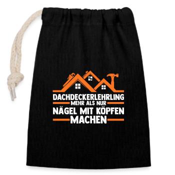 Dachdeckerei Ausbildung Lehrling Auzbi Dachdecker - Verschließbarer Geschenkbeutel aus Baumwolle (14x20cm) - Schwarz - Vorne