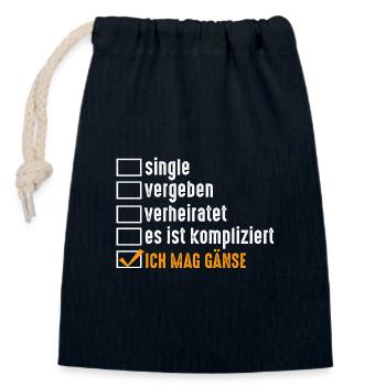 Beziehungsstatus Gans Gänse - Verschließbarer Geschenkbeutel aus Baumwolle (14x20cm) - Navy - Vorne