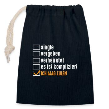 Beziehungsstatus Eulen - Verschließbarer Geschenkbeutel aus Baumwolle (14x20cm) - Navy - Vorne