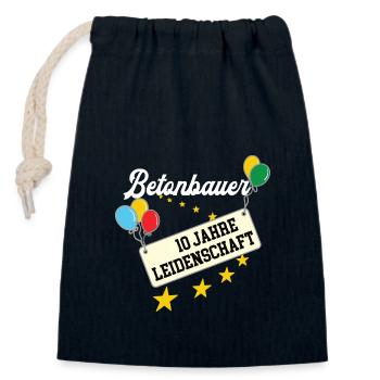 Betonbauer 10 jähriges Jubiläum Betonbau Jubi 10th - Verschließbarer Geschenkbeutel aus Baumwolle (14x20cm) - Navy - Vorne