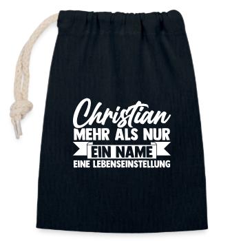 First name Chris Christian - Closable cotton gift bag (14x20cm) - navy - Front