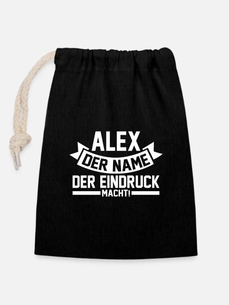 Alexander Alexandra Alexa Alex - Verschließbarer Geschenkbeutel aus Baumwolle (14x20cm) - Schwarz