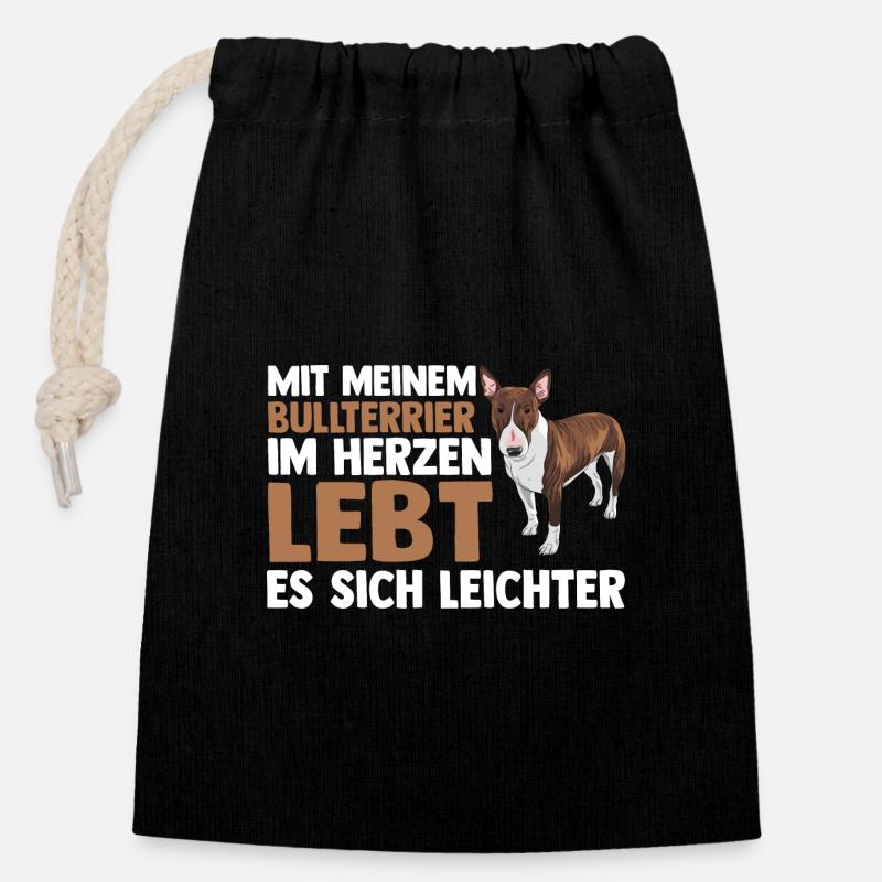 Dog Bull Terrier - Closable cotton gift bag (14x20cm) - black