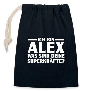 Alexander Alexandra Alexa Alex - Verschließbarer Geschenkbeutel aus Baumwolle (14x20cm) - Navy - Vorne