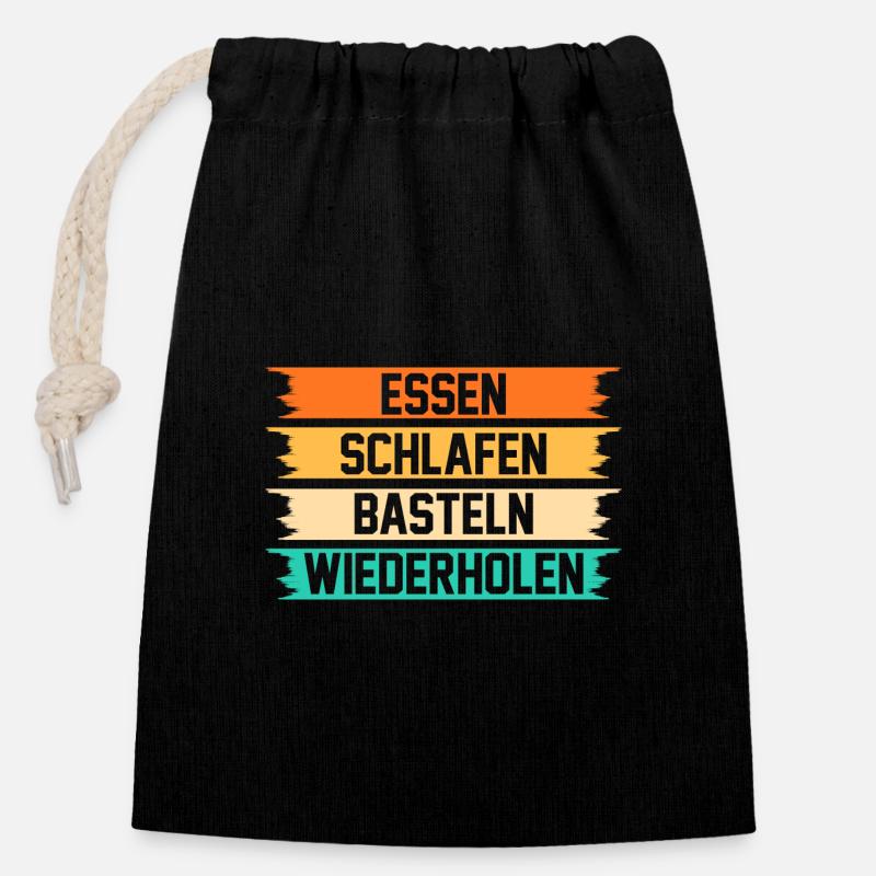 Bastler Basteln - Verschließbarer Geschenkbeutel aus Baumwolle (14x20cm) - Schwarz