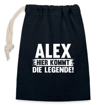 Alexander Alexandra Alexa Alex - Verschließbarer Geschenkbeutel aus Baumwolle (14x20cm) - Navy - Vorne