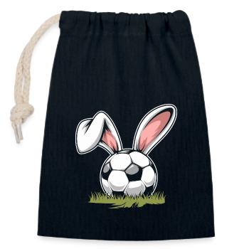 Football avec oreilles de lapin de Pâques - Sac cadeau en coton avec cordon (14 x 20 cm) - bleu marine - Devant