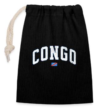 RD Congo Design: Lebendiger kongolesischer Stil - Verschließbarer Geschenkbeutel aus Baumwolle (14x20cm) - Schwarz - Vorne