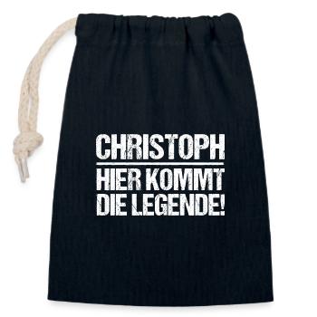 Prénom Chris Christoph - Sac cadeau en coton avec cordon (14 x 20 cm) - bleu marine - Devant