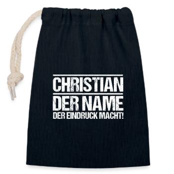 First name Chris Christian - Closable cotton gift bag (14x20cm) - navy - Front