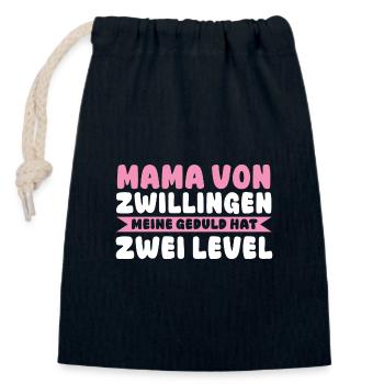 Maman de jumeaux - Sac cadeau en coton avec cordon (14 x 20 cm) - bleu marine - Devant