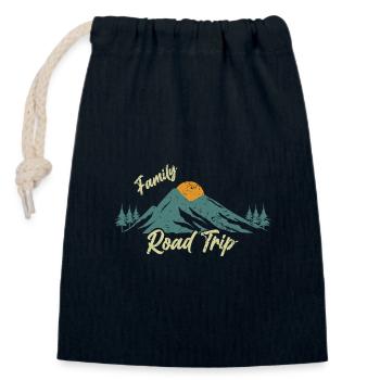 Family Road Trip | Vacation Travel - Closable cotton gift bag (14x20cm) - navy - Front