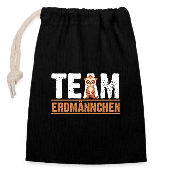 Erdmännchen - Verschließbarer Geschenkbeutel aus Baumwolle (14x20cm) - Schwarz - Vorne