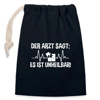 Puzzlefan Puzzler Puzzleteile Puzzle - Verschließbarer Geschenkbeutel aus Baumwolle (14x20cm) - Navy - Vorne