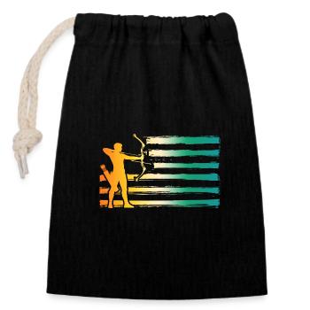 Archer Tir à l’arc - Sac cadeau en coton avec cordon (14 x 20 cm) - noir - Devant