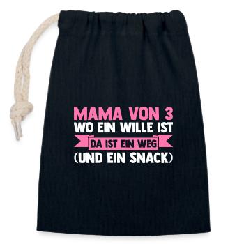 Mama Von 3 Kindern - Verschließbarer Geschenkbeutel aus Baumwolle (14x20cm) - Navy - Vorne