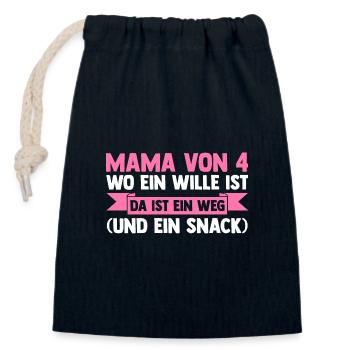 Mama Von 4 Kindern - Verschließbarer Geschenkbeutel aus Baumwolle (14x20cm) - Navy - Vorne