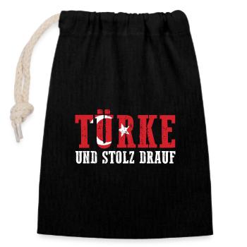 Turks Turkish Turkey - Closable cotton gift bag (14x20cm) - black - Front