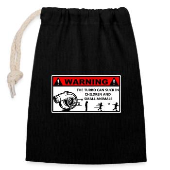 Avertissement Turbo Illustré - Sac cadeau en coton avec cordon (14 x 20 cm) - noir - Devant