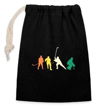 Eishockeyspieler Evolution Eishockey - Verschließbarer Geschenkbeutel aus Baumwolle (14x20cm) - Schwarz - Vorne