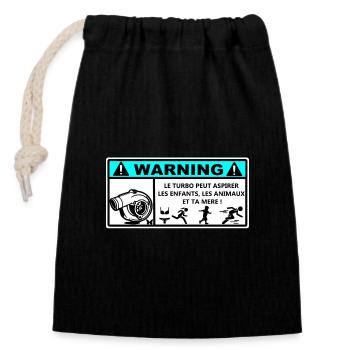 Autocollant Voiture - Sac cadeau en coton avec cordon (14 x 20 cm) - noir - Devant