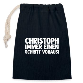 Prénom Chris Christoph - Sac cadeau en coton avec cordon (14 x 20 cm) - bleu marine - Devant
