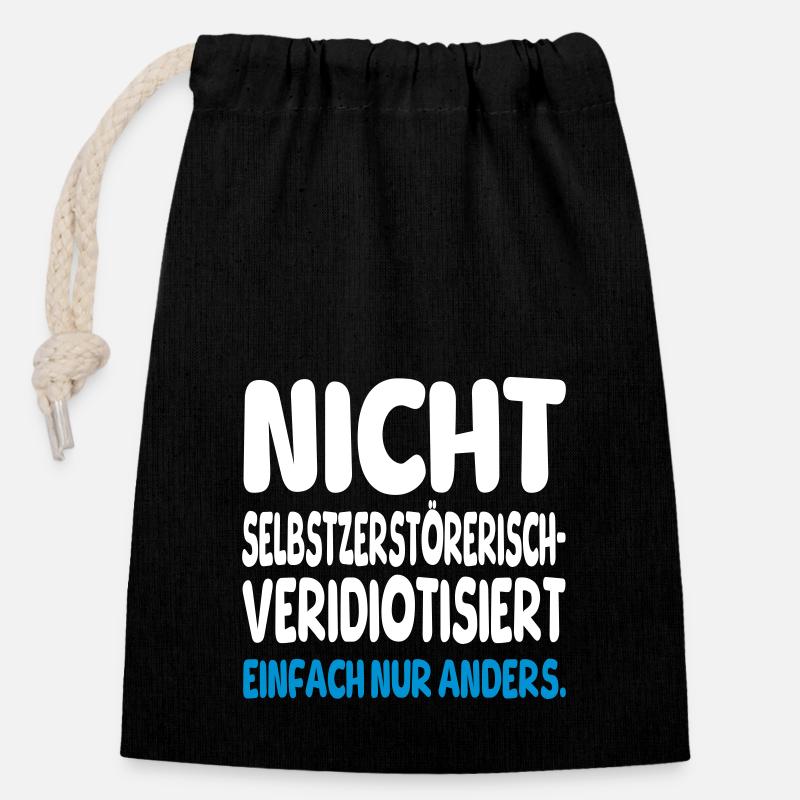 einfach nur anders - Verschließbarer Geschenkbeutel aus Baumwolle (14x20cm) - Schwarz