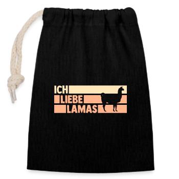 Lama - Verschließbarer Geschenkbeutel aus Baumwolle (14x20cm) - Schwarz - Vorne