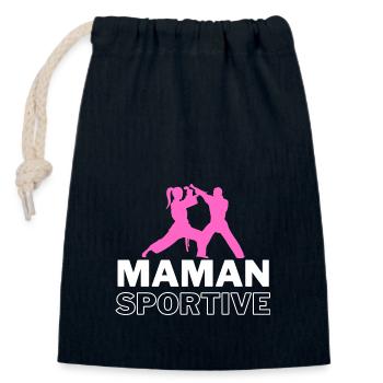 MAMAN SPORTIVE SPORT COMBAT - Sac cadeau en coton avec cordon (14 x 20 cm) - bleu marine - Devant