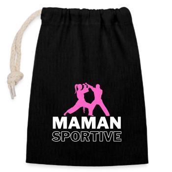MAMAN SPORTIVE SPORT COMBAT - Sac cadeau en coton avec cordon (14 x 20 cm) - noir - Devant