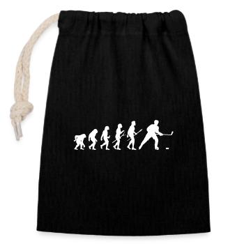 Eishockeyspieler Evolution Eishockey - Verschließbarer Geschenkbeutel aus Baumwolle (14x20cm) - Schwarz - Vorne