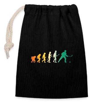 Eishockeyspieler Evolution Eishockey - Verschließbarer Geschenkbeutel aus Baumwolle (14x20cm) - Schwarz - Vorne