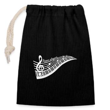 Keyboard Piano Player - on dark - Closable cotton gift bag (14x20cm) - black - Front