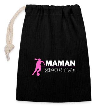 maman sportive football - Sac cadeau en coton avec cordon (14 x 20 cm) - noir - Devant