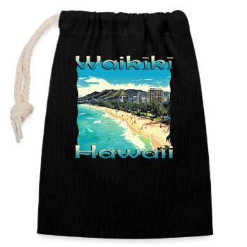 Hawaii Waikiki Beach O'ahu Honolulu Design - Verschließbarer Geschenkbeutel aus Baumwolle (14x20cm) - Schwarz - Vorne