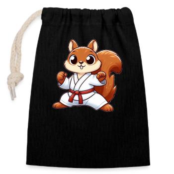 Fuchs Karate japanische Kampfkunst Kampfsport - Verschließbarer Geschenkbeutel aus Baumwolle (14x20cm) - Schwarz - Vorne