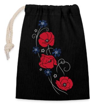 Poppies and cornflowers. Summer design. - Closable cotton gift bag (14x20cm) - black - Front