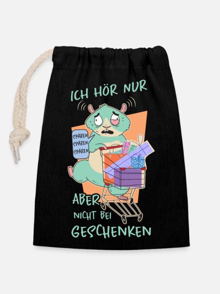 Hamster Geschenke - Verschließbarer Geschenkbeutel aus Baumwolle (14x20cm) - Schwarz
