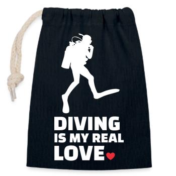 J’adore plonger - Sac cadeau en coton avec cordon (14 x 20 cm) - bleu marine - Devant