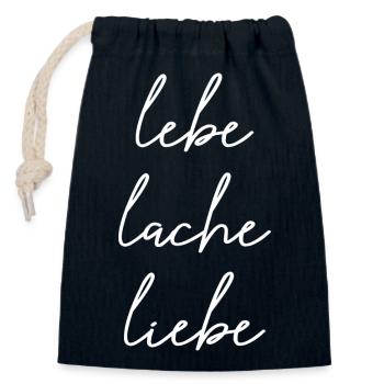 lebe lache liebe - Verschließbarer Geschenkbeutel aus Baumwolle (14x20cm) - Navy - Vorne