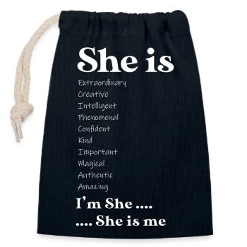 She is my mother - Sac cadeau en coton avec cordon (14 x 20 cm) - bleu marine - Devant