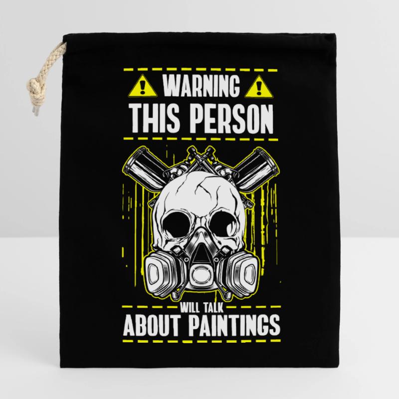 Painter spray can varnisher work Closable cotton gift bag (14x20cm)