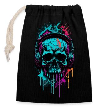 Graffiti Skull - Verschließbarer Geschenkbeutel aus Baumwolle (14x20cm) - Schwarz - Vorne