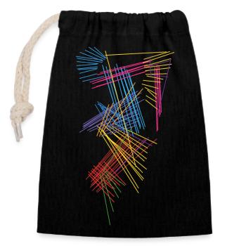 Abstract - Closable cotton gift bag (14x20cm) - black - Front
