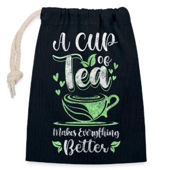 Théière à base de plantes Tea Lover Recreation - Sac cadeau en coton avec cordon (14 x 20 cm) - bleu marine - Devant