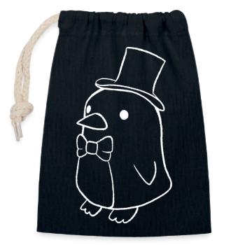 Pinguin Magier - Verschließbarer Geschenkbeutel aus Baumwolle (14x20cm) - Navy - Vorne