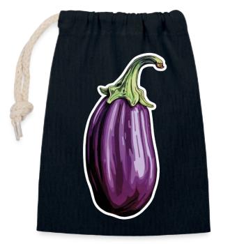 Aubergine allongée - Sac cadeau en coton avec cordon (14 x 20 cm) - bleu marine - Devant